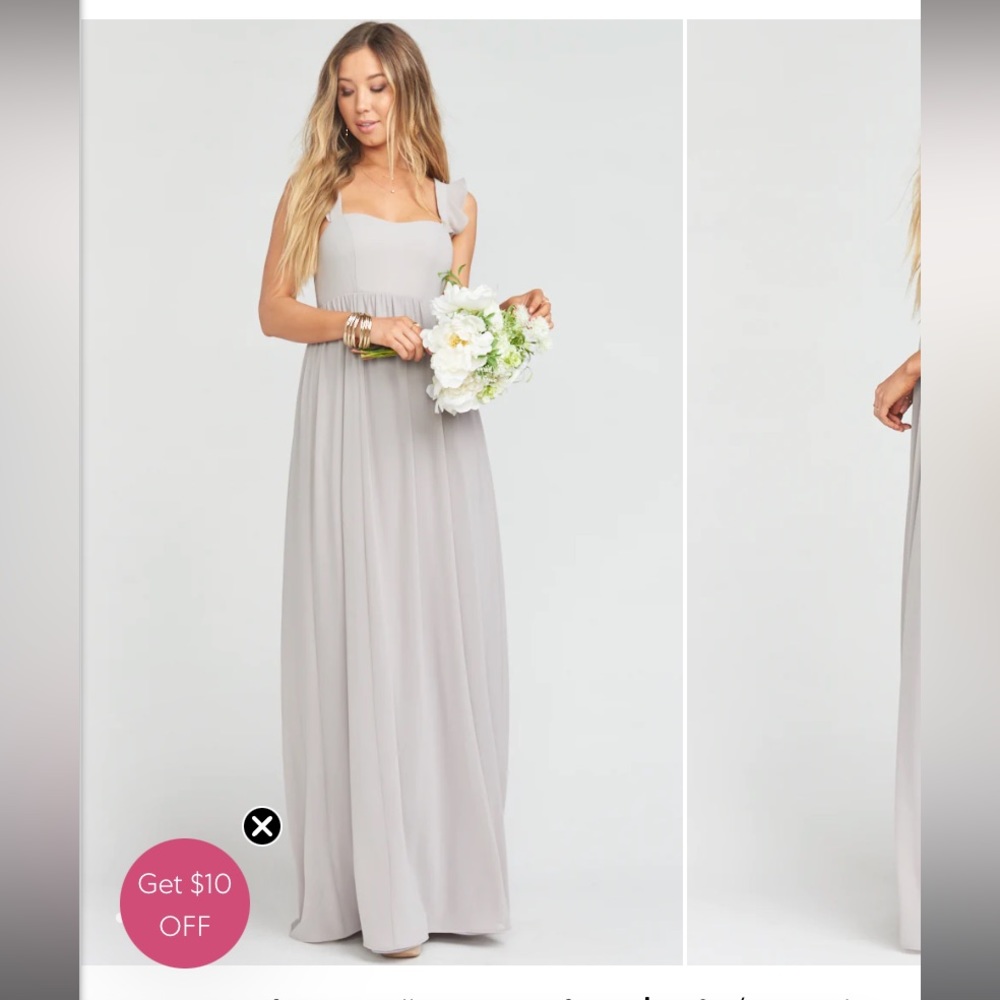 Show Me Your MuMu June Maxi Dress- Dove Grey Chiffon Worn 1x and Hemmed for 5’4